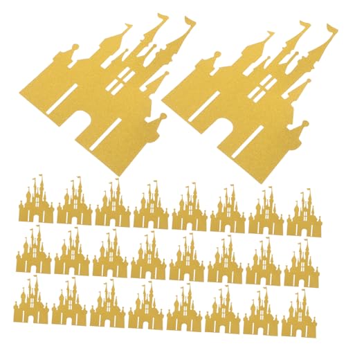 Garneck 100 Stück Castle Card Insert Deko Schlosskuchentopper Zum Geburtstag Zubehör Für Prinzessinnen-geburtstagsfeiern Tortenaufsatz Zum Mädchengeburtstag Golden Papier von Garneck