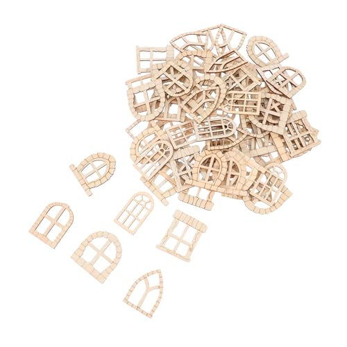 Garneck 100 Stück Feen -Tür -Gartentür Garten Dekoration Weihnachten Fensterdekorationen Miniatur-Fenster-Tür-Dekoration Fee Tür Handwerk Miniatur-Fensterrahmen aus Holz hölzern Beige von Garneck