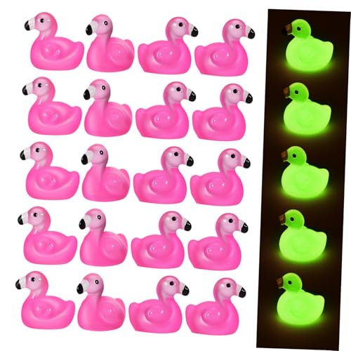 Garneck 100 Stück Im Dunkeln Leuchtende Flamingo Enten Leuchtende Figuren Mini Puppenhaus Kleine Flamingos Puppenhaus Rosa Flamingo Landschaftshandwerk Kleine Flamingo Dekore von Garneck