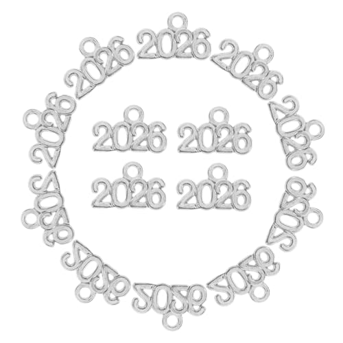 Garneck 100 Stück Schlüsselanhänger Aus Legierung Jahr Charms Aus Legierung Handwerk Aus Zinklegierungen Mini-anhänger Mit Jahreszahl Aus Metall Kleine Reize Zinklegierung Silver von Garneck