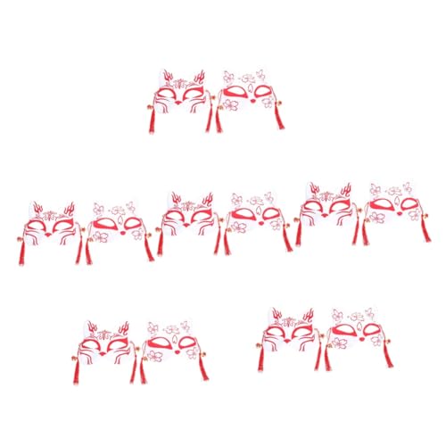 Garneck 12 Stk Halloween-maske Japanische Partymaske Halbgesichtsmasken Für Füchse Parteigesicht Maskerade-maske Halbe Füchse Party-cosplay-masken Rot Partybedarf Kind Pvc Weihnachten von Garneck