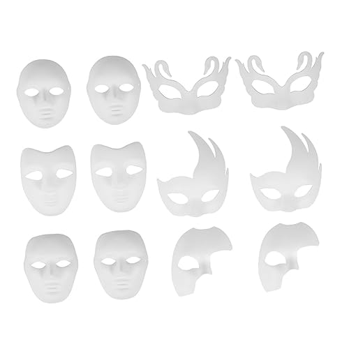 Garneck 12 Stück Diy Pulp Maske Blanko Handbemalbare Gesichtsmaske für Tanzbälle Halloween für Kreative Designs Hautfreundlich Komfortabel mit Elastikband Garneck 12 Stück Diy Pulp Maske Blanko Handbemalbare Gesichtsmaske für Tanzbälle Halloween für Kreative Designs Hautfreundlich Komfortabel mit Elastikband von Garneck