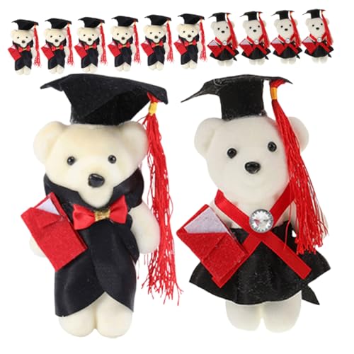 Garneck 12 Stück Doktorbär Bouquet Materialien abschluss Ausgestopfter Plüsch-Abschlussbär Abschlusspuppe Mini Plüsch -Abschluss -Tier Abschluss Abschluss Bär Stoff von Garneck