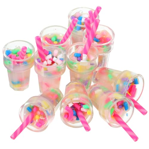 Garneck 12 Stück Mini-Küchenzubehör Miniatur Puppenhaus Milchtee Mini-Hausschmuck kleines Milchtee-Ornament kleines Hauszubehör DIY Milchtee-Modelle Mini-Verzierung Harz von Garneck