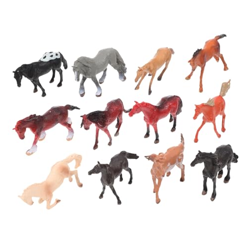 Garneck 12 Stück Mini -pferdespielzeug Pferdefiguren Figuren Zahlen Kinderspielzeug Entzückendes Pferdespielzeug Miniaturpferde Modellpferde Pferdespielzeugmodelle PVC von Garneck