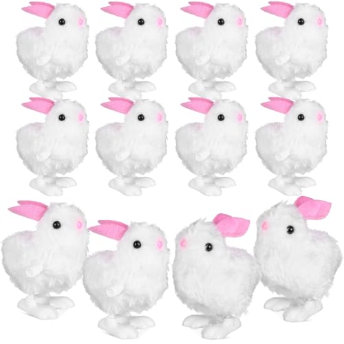 Garneck 12 Stück Plüschtier Hüpfspielzeug zum Aufziehen Springen Hüpfen Plüschhasen Kleiner Hase Spielzeugkaninchen Jumping Bunny Toy Hasenspielzeug zum Aufziehen Plastik von Garneck