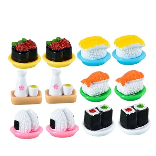 Garneck 12 Stück Simuliertes Japanisches Sushi Künstliches Mini Sushi Modell Sushi Schneiden Spiellebensmittel Puppenhaus Lebensmittel Sushi Desktop Ornamente Miniatur Display von Garneck