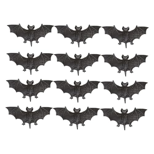 Garneck 12 Stück Teiliges Halloween Deko Realistische Kunststoff Fledermaus Deko Party Supplies für Haus Bar Restaurant Gruselige Wanddekoration für Halloween Party und April Fools Day von Garneck
