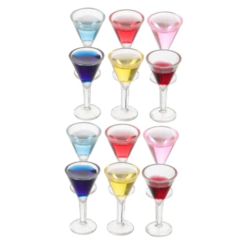 Garneck 12 Stück Teiliges Miniatur Cocktailset Puppenhaus Dekoration Mini Weingläser Realistische Miniaturbecher Bunte Cocktailmodelle für Puppenhaus Zubehör von Garneck