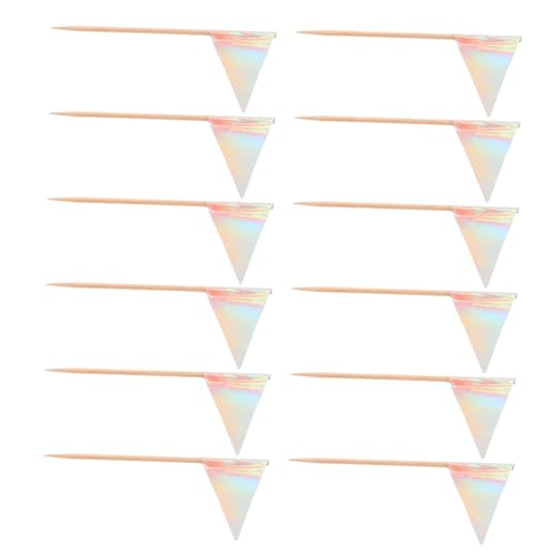 Garneck 12 Stück Teiliges Zahnstocher Flaggen Dreiecksform Festliche Cake und Cupcake Topper Stabile Kleine Flaggen für Partyfrüchte Geburtstag Hochzeit und Dessertdekoration von Garneck