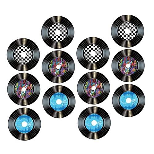 Garneck 12 Stück Vinyl Schallplatten Dekoration Schallplatten Wanddekorationen Party Dekorationen Retro Deckendekorationen LED Leuchten Für Gastgeschenk von Garneck