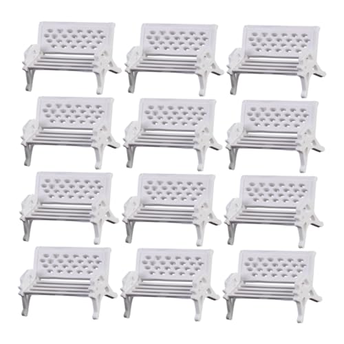 Garneck 12-teiliges Set Mini-parkstuhlmodell Kleine Kreiselmöbel Färberstatue Hufeisenlampenschirm Mini-möbel Mini-fußball Faltbare Ventilatoren Kindermöbel Babymöbel Puppenmöbel Weiß Abs von Garneck