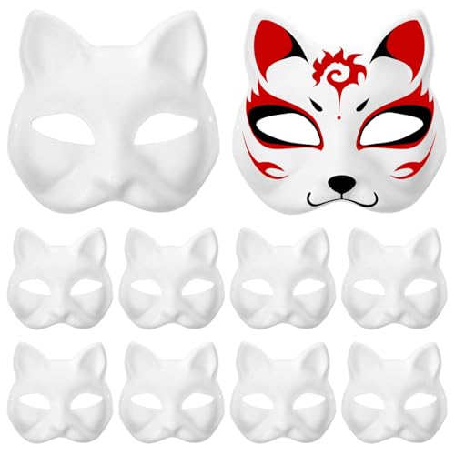 Garneck 15 Stück Katzenmaske: Diy-Maske Aus Weißem Papier Katzen-Gesichtsmaske Leere Maske Handbemalte Gesichtsmaske Diy-Halloween-Maske Tier-Halbgesichtsmasken Maskerade-Maske Für Tanz von Garneck