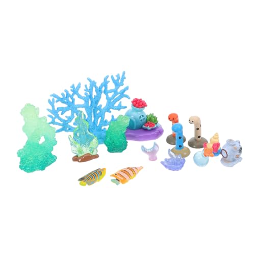 Garneck 15 Stück Teiliges Miniatur Resin Tiere Meereslebewesen Dekoration für Aquarien Puppenhäuser Mikro Landschaften Realistische Korallen Aale Schnecken Figuren von Garneck