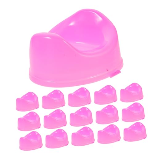 Garneck 16 Stück Puppen-Toilettenspielzeug Lätzchen für Babypuppen Mini-Toilette winzige Toilette Mini-Basteldekore Puppenhausdekorationen Puppenhausmöbel Plastik Rosa von Garneck