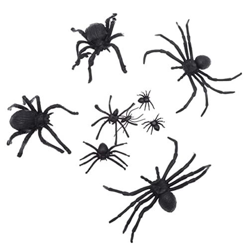 Garneck 16 Stück Spinnenspielzeug drinnen groß Spinnennetz Halloween Nachahmung Spinne Mörder Streich Spinne Simulationsspinne kniffliges Halloween-Spinne Schwarz von Garneck