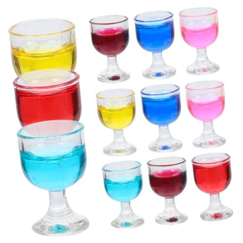 Garneck 1Satz Cocktailbecher Aus Harz Simulierte Mini Weingläser Für Puppenhaus Dekoration Gemischten Farben Als Mini Cocktail von Garneck