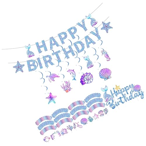 Garneck 1Satz Geburtstagsdeko Meeres Thema Banner Und Cupcake Topper Banner Große Und Kleine Dekorationen Partydekoration Für Kindergeburtstage Garneck 1Satz Geburtstagsdeko Meeres Thema Banner Und Cupcake Topper Banner Große Und Kleine Dekorationen Partydekoration Für Kindergeburtstage von Garneck