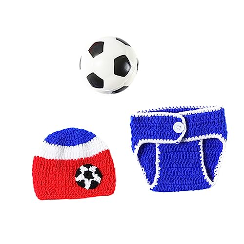 Garneck 1Satz Kurzarm Fußball Kostüm Fotografie Outfit Neugeborenes mit Kreatives Strickset für Fotoshootings Premium Bunte Farben von Garneck