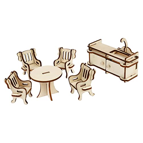 Garneck 1Satz Mini Möbelmodell Teiliges Holzset Für Puppenhaus Esszimmer Kinderspielzeug Für Kreative Rollenspiele Sicheres Und Elegantes Design von Garneck
