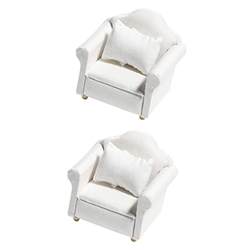 Garneck 1Satz Miniaturmöbel Weißes Sofa Mit Kissen Für Puppenhaus Teiliges Design Für Kreative DIY Mini Dekorationen von Garneck
