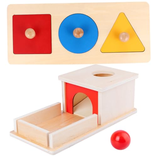 Garneck 1Satz Montessori Holzspielzeug mit Objektbeständigkeitsbox Teiliges mit Bunten Geometrischen Platten für Ab Jahr Fördert Motorik Geduld und Farbverständnis von Garneck
