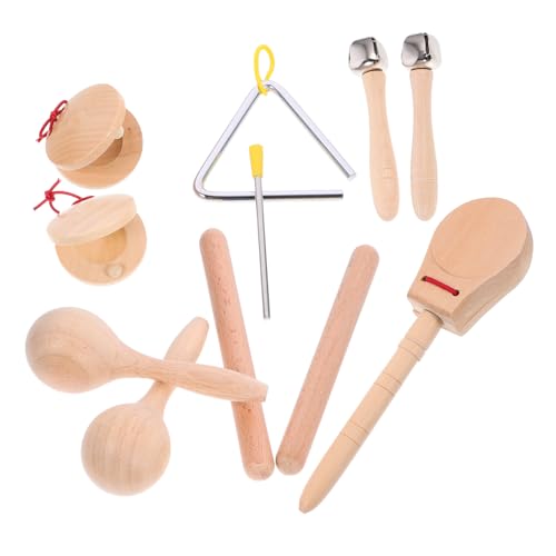 Garneck 1Satz Musikspielzeug Aus Holz Für Jahre Teiliges Instrumente Mit Rhythmus Glocken Maracas Kastagnetten Und Dreiecksglocke Fördert Musikalische Fähigkeiten Und Motorik von Garneck
