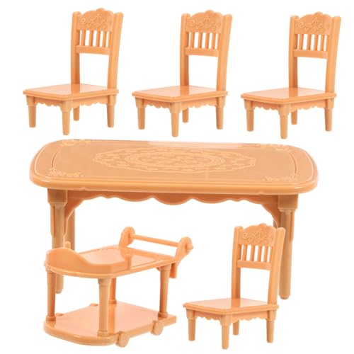 Garneck 1Satz Puppenhaus Möbel Set Teiliges Kunststoff Esstisch Und Stuhl Set Für Puppenhaus Deko Sicher Und Platzsparend Für Esszimmer Szenen von Garneck