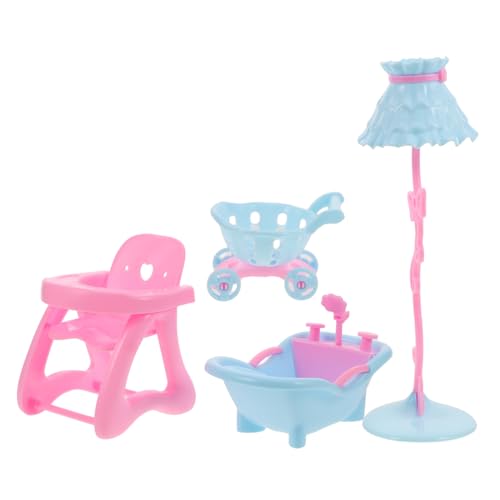 Garneck 1Satz Puppenhaus Möbel Set Teiliges für Hochstuhl Badewanne Tischlampe und Einkaufswagen für Kreative Rollenspiele und von Garneck