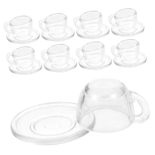 Garneck 1Satz Teetassen Mit Untertassen Teiliges Puppenhaus Teeservice Zubehör Transparentes Design Für Kreative Dekorationen Und Niedliche Mikroszenen von Garneck