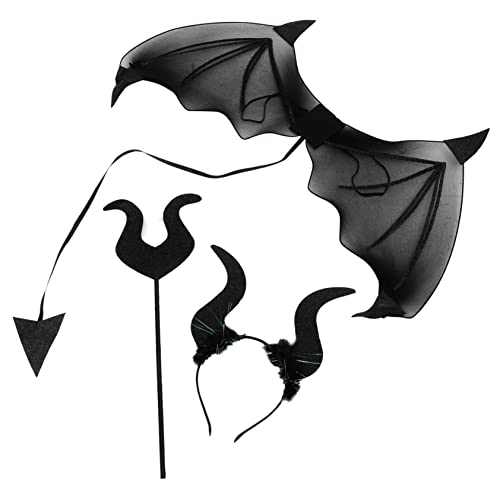 Garneck 1Satz Teufel Kostümset Teiliges Halloween Cosplay Set mit Teufelshörnern und Requisiten für Halloween Kostümpartys und Themenveranstaltungen Leicht und Langlebig von Garneck
