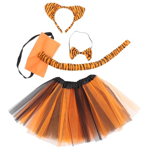 Garneck 1Satz Tiger Cosplay Für Einzigartiges Kostüm Mit Stirnband Fliege Und Tutu Rock Für Halloween Karneval Maskerade Und Tanzaufführungen Bequem Und Langlebig von Garneck
