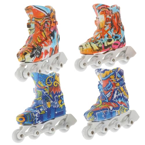 Garneck 2 Paare Finger Roller Skate Toys Miniatur Rollschuhe aus Robustem Kunststoff Kompakte Bunte Finger Spielzeuge für und Entspannungsspielzeug für Schreibtisch und Party von Garneck