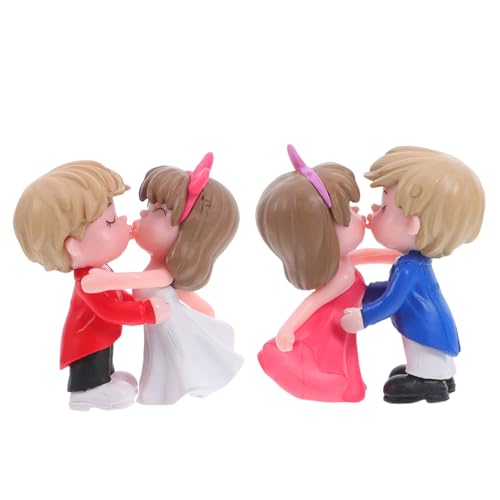 Garneck 2 Paare Niedliche Cake Topper aus Kunststoff Kreative Tortenfigur für Hochzeit Valentinstag Verlobung Dekoration für Hochzeitstorten und Fotoshootings von Garneck