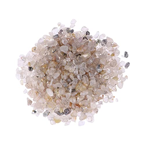 Garneck 2 Packungen Kies Quarzsteine Heilende Edelsteine Natürliche Felsen Meditationskristalle Chakra-Kristalle Getrommelter Quarz Quarzsplitter Quartz Kristall Chip Weißer Kristall von Garneck