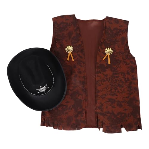 Garneck 2 Pcs Halloween Cowboy Kostüm Erwachsene Western Kostüm Cowboy-outfit Set Mit Hut Und Weste Für Frauen Männer Halloween Dress-up-rollenspiele Xxl von Garneck