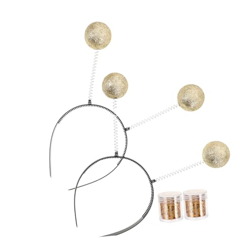 Garneck 2 Sätze Goldene Antennen Stirnbänder mit Glitzerbällen Leichtes Komfortables Halloween Kostüm Accessoire für Erwachsene Detailreiche Party Haarbänder von Garneck