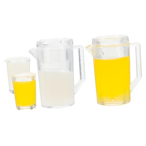 Garneck 2 Sätze Mini -Milch Orangensaft Set Mini-Tassen künstlich Miniaturen drinnen wasserkocher Rollenspielzubehör Mini-Hauskrug Mini-Küchenzubehör Plastik von Garneck