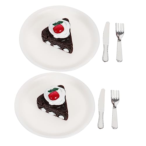 Garneck 2 Sätze Mini-kuchenteller Dessert-Modell- Simulierter Minikuchen Dekorative Minitorte Mini- -küchenzubehör Miniatur Vorgetäuschter Kuchen Mini-Sachen Harz Chocolate von Garneck