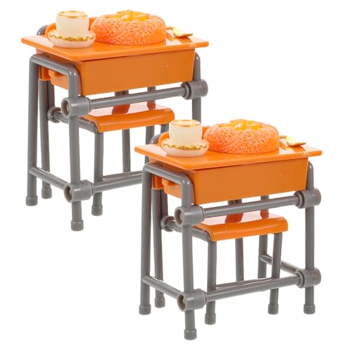 Garneck 2 Sets Miniatur Schreibtisch Stuhl Set Winzige Tischdekoration Kleines Schreibtischmodell Für Puppenhaus DIY Mini Arbeitstisch Kleinkind Mädchen Spielzeug von Garneck