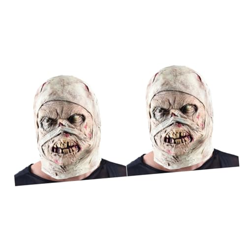 Garneck 2 Stk Gruselige Halloween-masken Latex-halloween-maske Halloween-monstermaske Cosplay-maske Beängstigend Voller Kopf Halloween-party-cotusme-requisiten Zombie Haut Mumie Universal- von Garneck