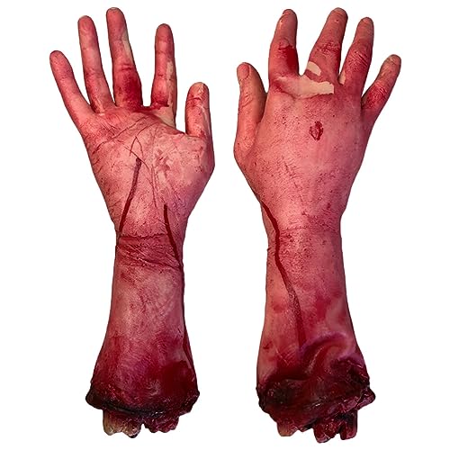 Garneck 2 Stück Abgetrennte Hände Horror Halloween Blutige Tote Körperteile Spukhaus Gefälschte Handstreich Requisiten Für Halloween-Party-Dekoration von Garneck