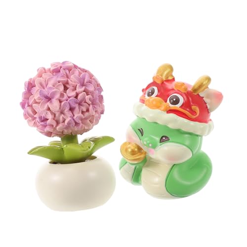 Garneck 2 Stück Autodekorationen chinesische Neujahrsschlangendekorationen Chinesische Neujahrsschlange, kleine Figur Desktop-Dekorationen für das Schlangenjahr Kawaii-Autozubehör Harz von Garneck