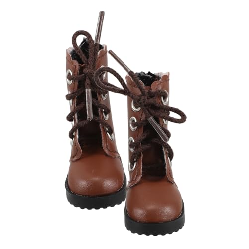 Garneck 2 Stück Bjd Puppenschuhe Stiefeletten mit hohen Absätzen Plüschpuppenkleidung Weihnachtspuppenzubehör Mini-Schuhe Kuscheltiere Kleidung Babydoll-Schuhe Stoff Brown von Garneck