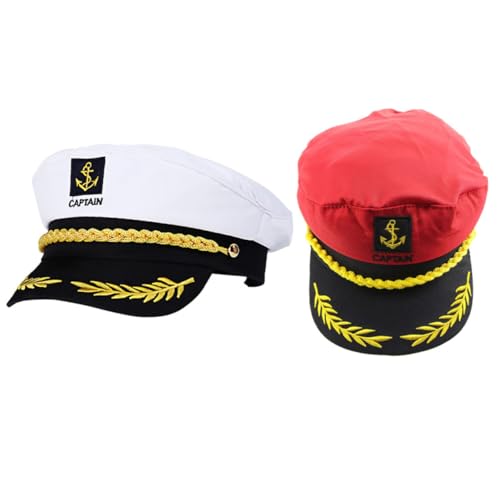 Garneck 2 Stück Captain Hats Mütze Hochwertigem Material Bestickte Segler Hüte für Erwachsene Atmungsaktiv und Leicht für Outdoor Cosplay und Party Accessoires von Garneck