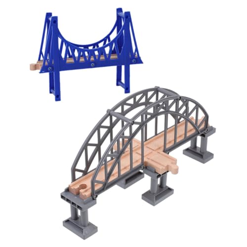 Garneck 2 Stück Gleiszubehör Eisenbahnbrücke Eisenbahnschienenbrücken Eisenbahn Erweiterungszubehör DIY Brücke Modelleisenbahnbrücke Rollenspiel Eisenbahnbrücke Lernspielzeug Aus Holz von Garneck