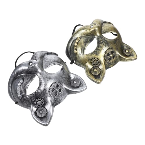 Garneck 2 Stück Halbe Gesichtsmaske für Cosplay Maskerade Ball und Halloween Vielseitiges Kostümzubehör Silber und Gold für Kreative Auftritte von Garneck