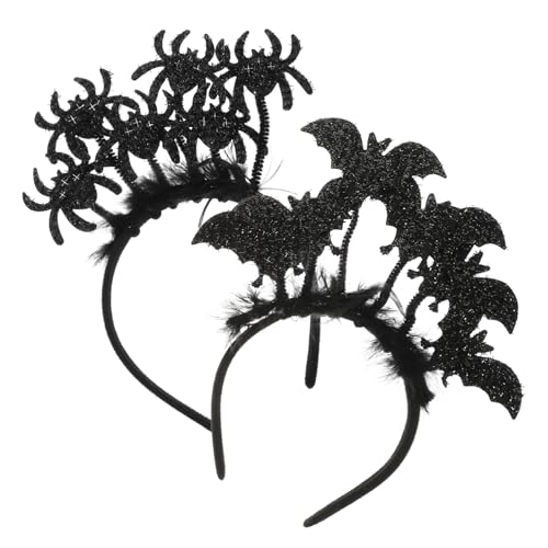 Garneck 2 Stück Halloween Haarreif mit Spinnen und Fledermaus Design Perfektes Kostümzubehör für Halloween und Themenpartys und Vielseitig Einsetzbar von Garneck
