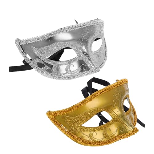 Garneck 2 Stück Halloween Halbmaske für Erwachsene Plastik Maskerade Maske für Männer und Frauen für Halloween Partys Karneval und Aufführungen Gold und Silber Garneck 2 Stück Halloween Halbmaske für Erwachsene Plastik Maskerade Maske für Männer und Frauen für Halloween Partys Karneval und Aufführungen Gold und Silber von Garneck