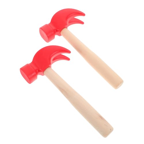 Garneck 2 Stück Hammer Werkzeug Kinderhämmer Hammerspielzeug für Kleinkinder Hämmernde Spielzeuge Kinderspielzeug Kinderhammer Hammer hölzern rot von Garneck